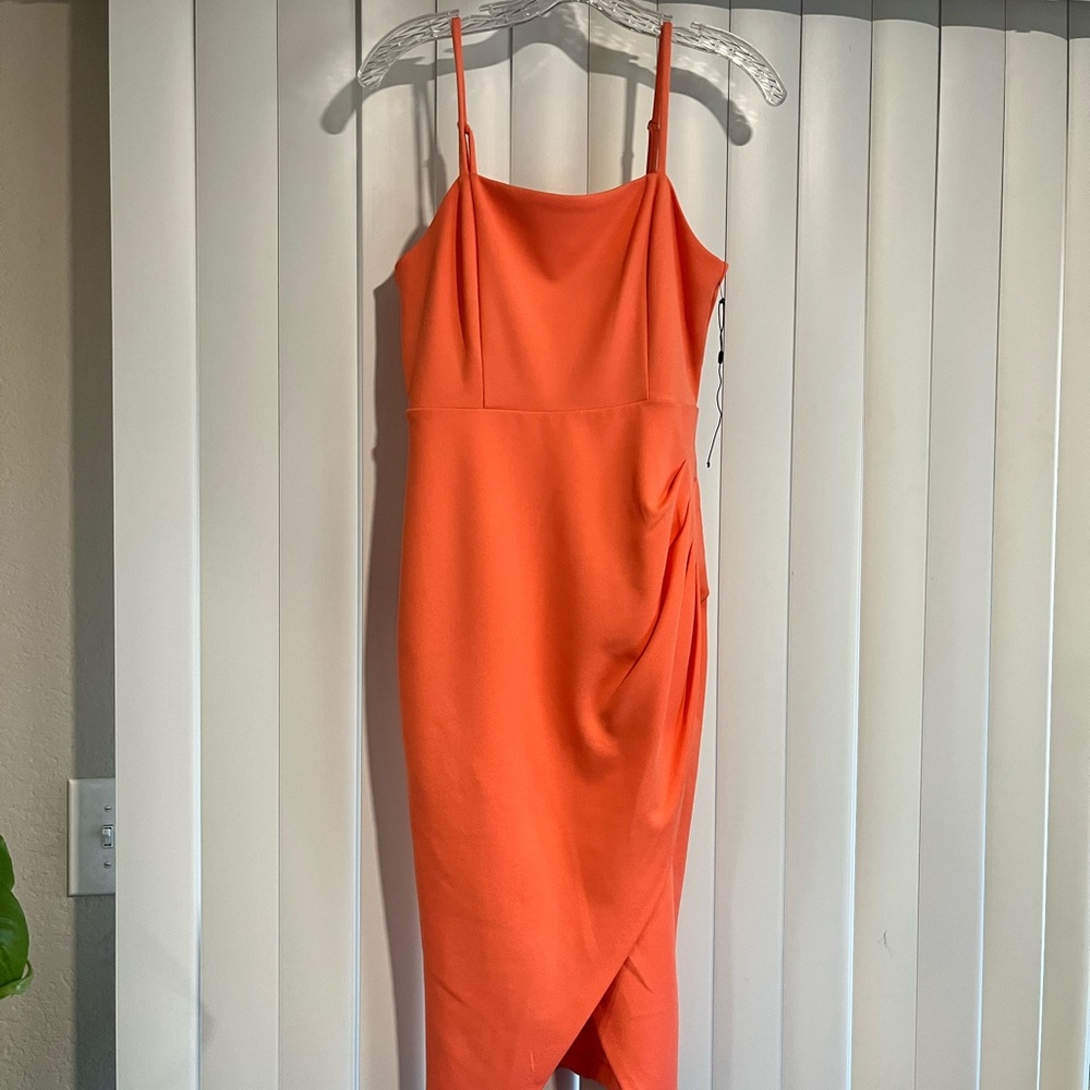 Laundry By Shelli Segal Vibrant Orange Midi Dress